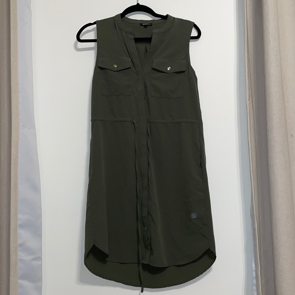 Forest Green button down Shirt Dress